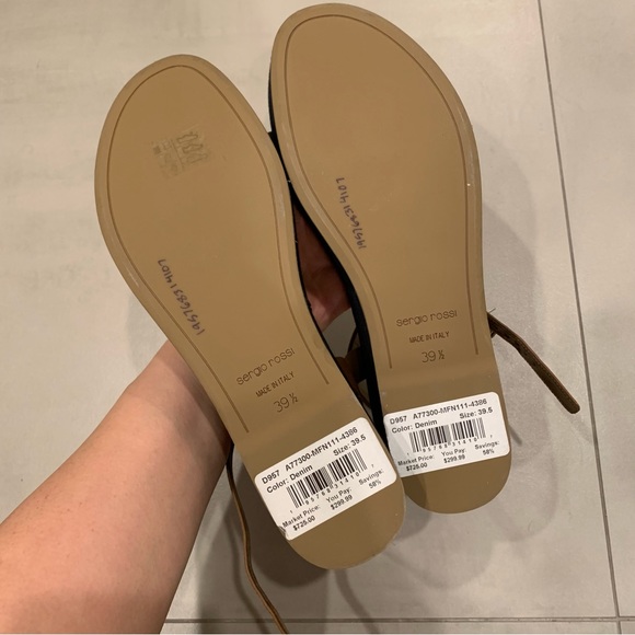 NWT Sergio Rossi Denim Leather Platform Sandal - 39.5 - Picture 4 of 4